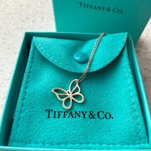 Tiffany and Co Butterfly Pendant and Chain Silver